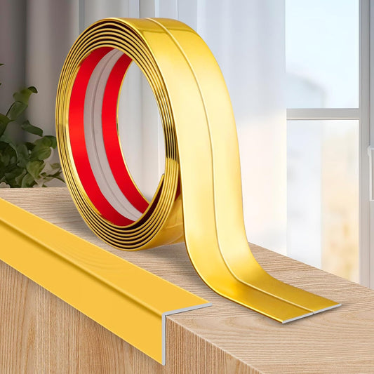 Flexible Wall Corner Protector Moulding Trim Peel and Stick Wall Corner Guards Edge Protector Self Adhesive Molding Trim Strip for Edge Ceiling (Gold, 1.6 in x 20 Ft)