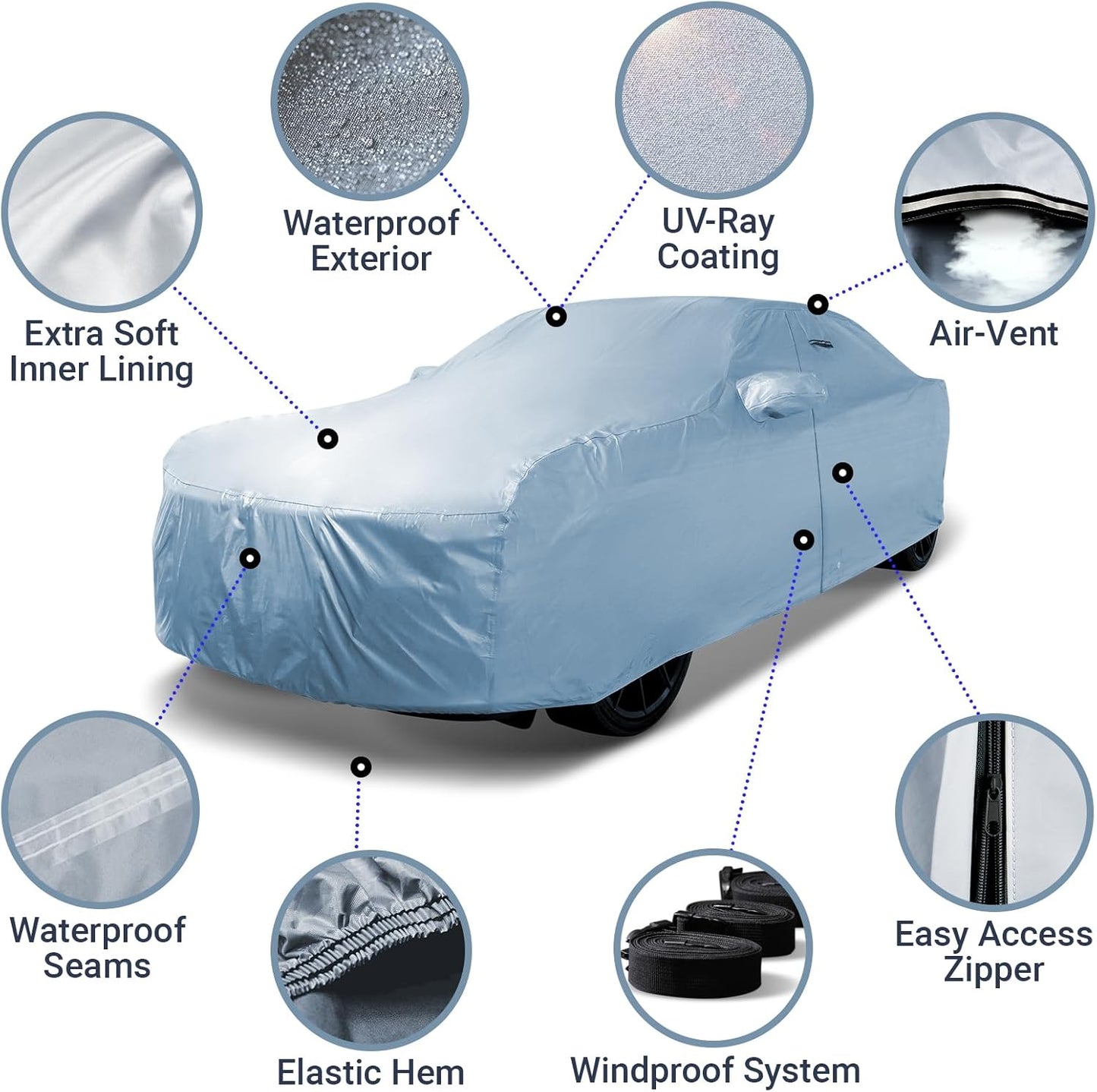 iCarCover Custom Car Cover for 2008-2023 Dodge Challenger SXT, GT, Hellcat, Scat Pack, SE, R/T, SRT, SRT8, T/A Waterproof All Weather Rain Snow UV Sun Protector Full Exterior Indoor Outdoor Car Cover