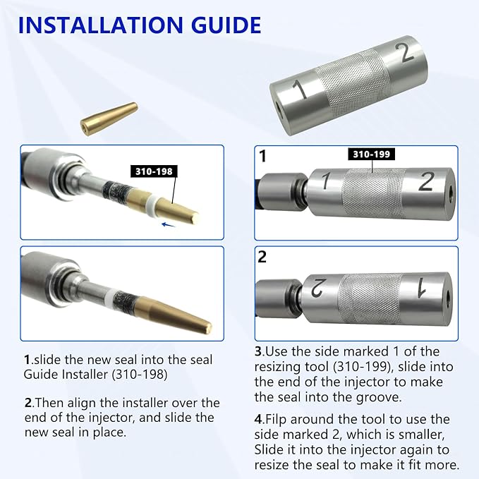 ZKTOOL 310-197 Fuel Injector Removal and Installation Tool,Injector Seal Install Tool, Compatible with Land Rover Jaguar 3.0L 5.0L Gasoline Engines，OEM 310-198 310-199,Includes Fuel Injector Flush