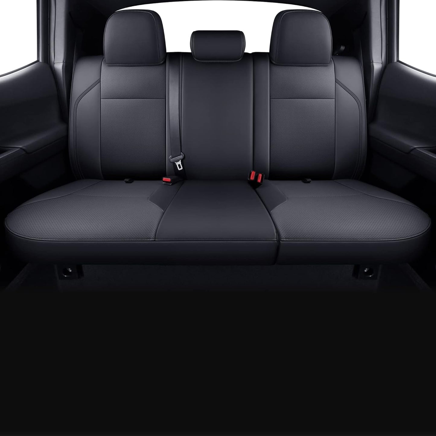 LUCKYMAN CLUB Tacoma Custom Fit Seat Covers for 2016-2023 Tacoma Crew Cab with Faux Leather (Black)