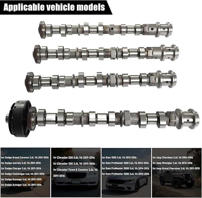 4pcs Intake & Exhaust Camshaft Set, for Dodge Grand Caravan for Journey/Charger/Challenger (2011-2014). 05184377AF, 5184377AG, 05184378AF, 5184378AG, 05184379AF, 5184379AG, 05184380AF, 5184380AG
