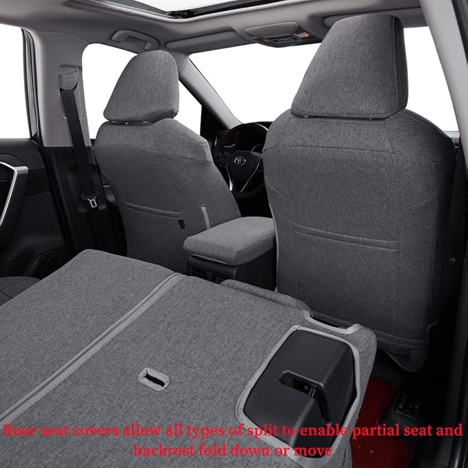 coverdream Custom Fit Seat Covers for Toyota RAV4 Limited,XLE,SE,Platinum,Adventure 2013 2014 2015 2016 2017 2018,Full Coverage Polyester Seat Protector (Full Set,Gray)
