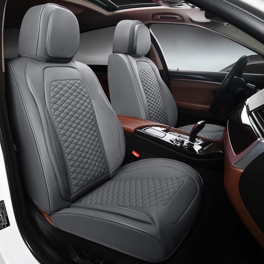 2 Packs Car Seat Covers Leather Car Seat Covers Universal Seat Covers for Car, SUV,Truck (Gray)