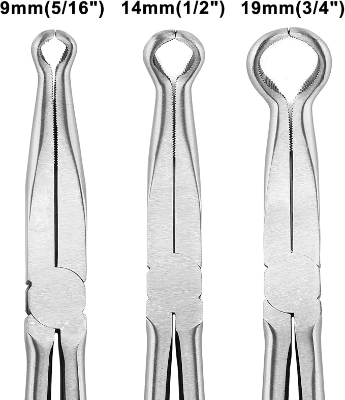 Mayouko 3PCS 11" Long Reach Hose Grip Pliers Set, 5/16 Inch, 1/2 Inch, 3/4 Inch Ring Nose Hose Gripper Pliers Kit, Carbon Steel Offset Spark Plug Boot Removal Pliers for Narrow Space