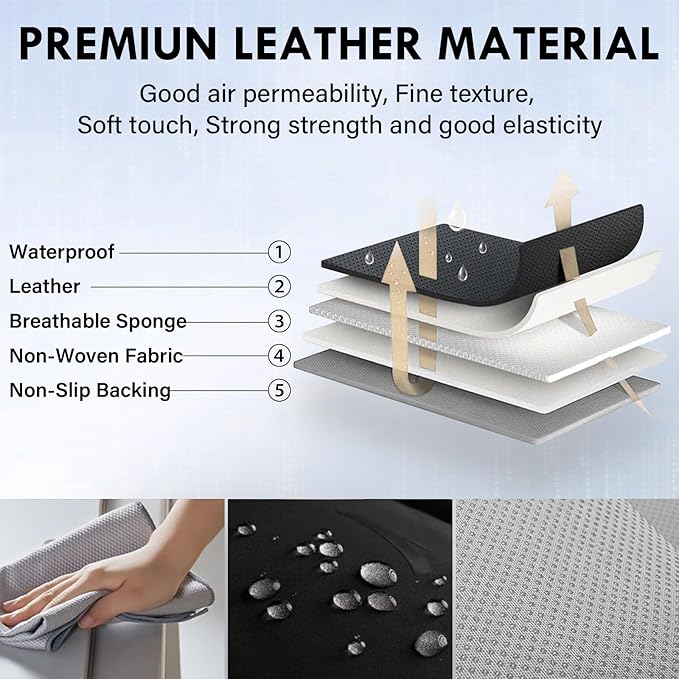 Coverado Car Seat Covers Full Set, Seat Covers for Cars, Red Car Seat Covers Front Seats and Back Car Seat Protector Waterproof, Leather Car Seat Cushion Universal Fit for Most Cars Blue
