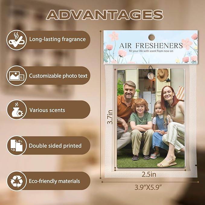 Custom Air Fresheners with Picture, Personalized Air Freshener for Cars, Customized Photo Gift with Scents for Family and Lovers