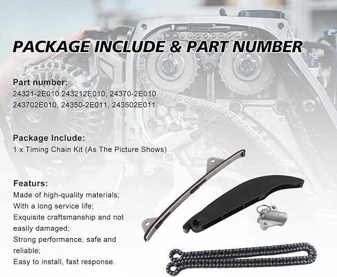243212E010 24321-2E010 Timing Chain Kit Fits for Forte Cerato Tucson Forte5 NU 2.0 G4NA 243212E010 Repalce OE 24410-2E000 244102E000 Engine Timing Kit