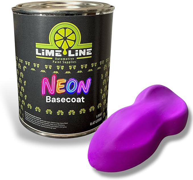 LiME LiNE Automotive Neon Basecoat Paint - Custom Paint for Cars, Trucks and Motorcycles Mix 1:1 with Urethane Reducer (Neon Purple, 1 Pint)