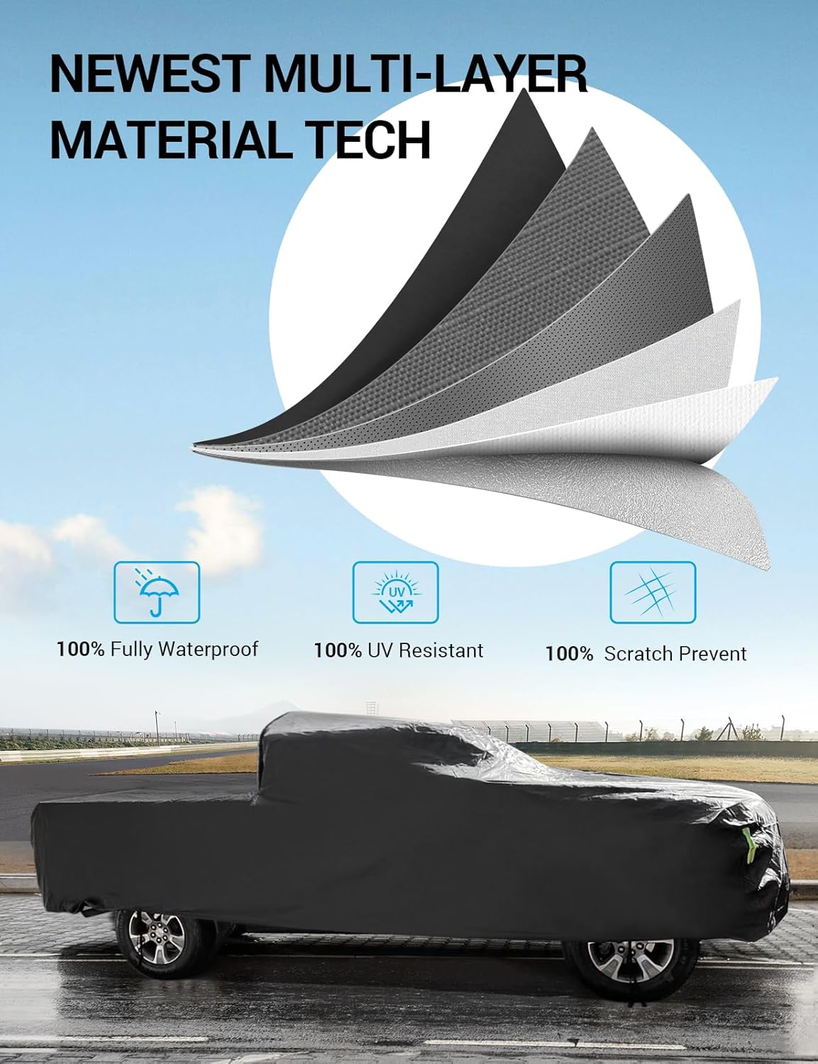 Proadsy 2025 Upgrade Car Cover for Chevrolet Colorado 2010-2021, Windproof All Weather Waterproof Sun Rain UV Dust Snow Protection Full Outdoor Indoor Exterior Car Cover