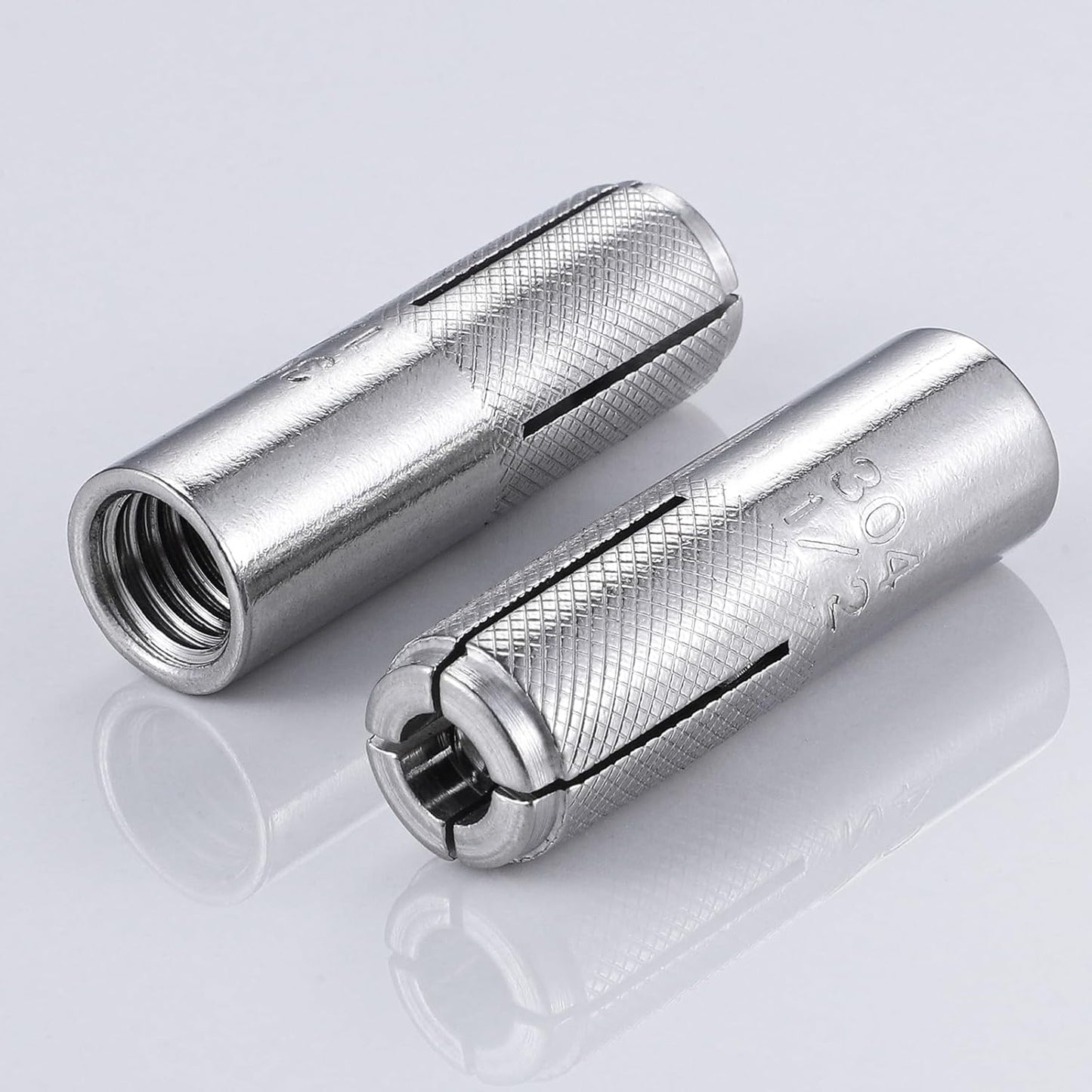 Wensilon(100 pcs) 5/16"-18 Premium Stainless Steel Drop in Anchors Assortment, Knurled Drop-in-Anchor for Solid Concrete, Internal Forced Expansion Screw Bolts