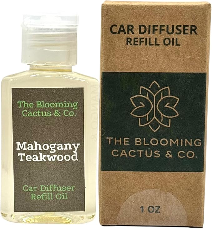 The Blooming Cactus & Co. - Car Diffuser Refill - Fragrance Oil Diffuser Refill - Reed Diffuser Refill 30 gr (Mahogany Teakwood)