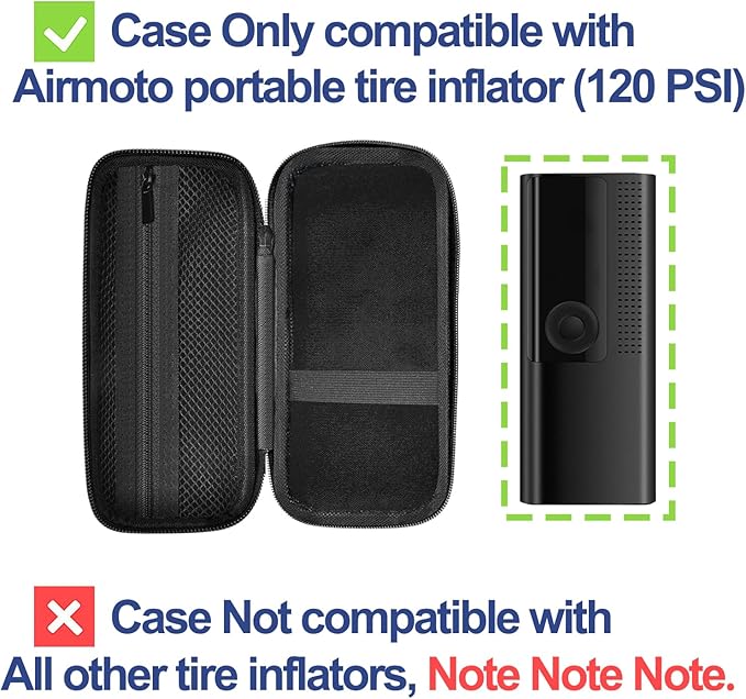 Lumus&Solem Storage Case Compatible with Portable Air Pump, 120 PSI Air Compressor, Car Tire Inflator Storage Bag for USB Cable, Air House, Connector and Accessories (Box Only)-Black