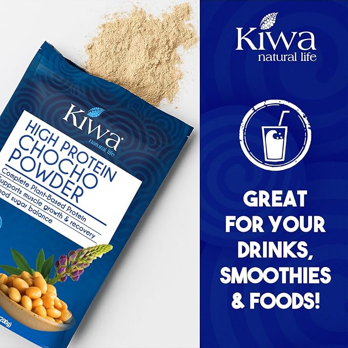 Kiwa Chocho Powder 2-Pack – Complete Plant-Based Protein from Andean Lupin – Supports Muscle Growth, Recovery & Blood Sugar Balance – 7oz Bags