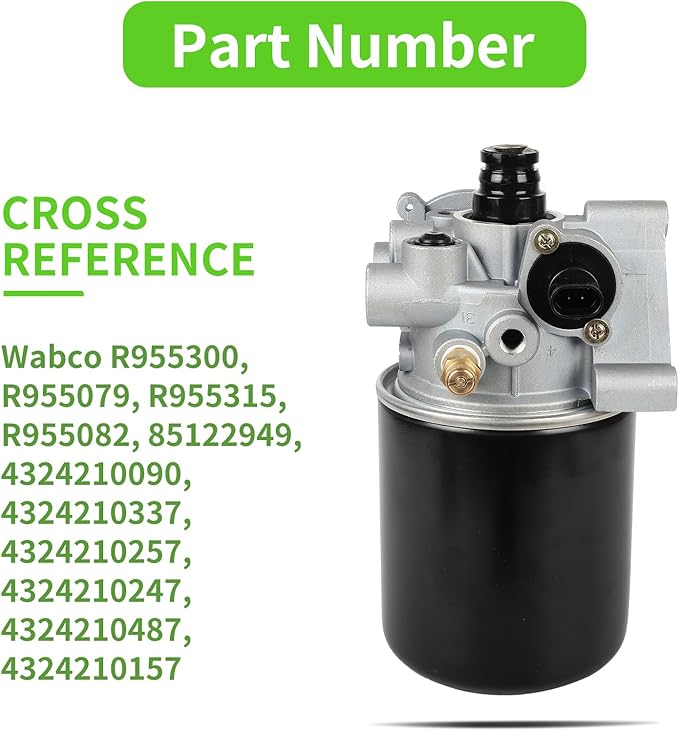 SCITOO R955300 Air Dryer for Volvo, Freightliner, Kenworth, Peterbilt, International, Western Star Trucks, Bus/RV/Other Compatible with Meritor Wabco System Saver 1200P (SS1200P) Series R955079