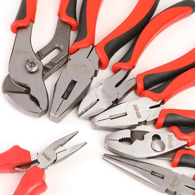 DNA Motoring TOOLS-00058 2 Piece Pliers Set – 6-1/2 inch Hand Tools w/Durable Jaws, Milled Teeth, Hot-Riveted Joint