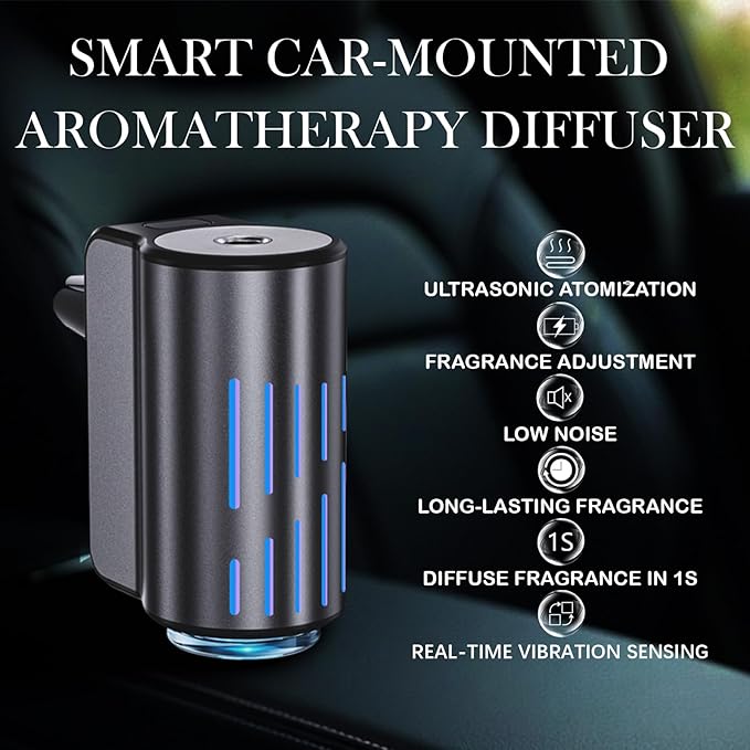 Car Air Freshener,Smart Car Air Freshener, Suitable For Car Diffusers And Home Use,Automatic On/Off,10 Scents,Car Diffusers Have 3 Adjustable Modes,Car Essential Oil Diffusers Have 20 Refill Bottles