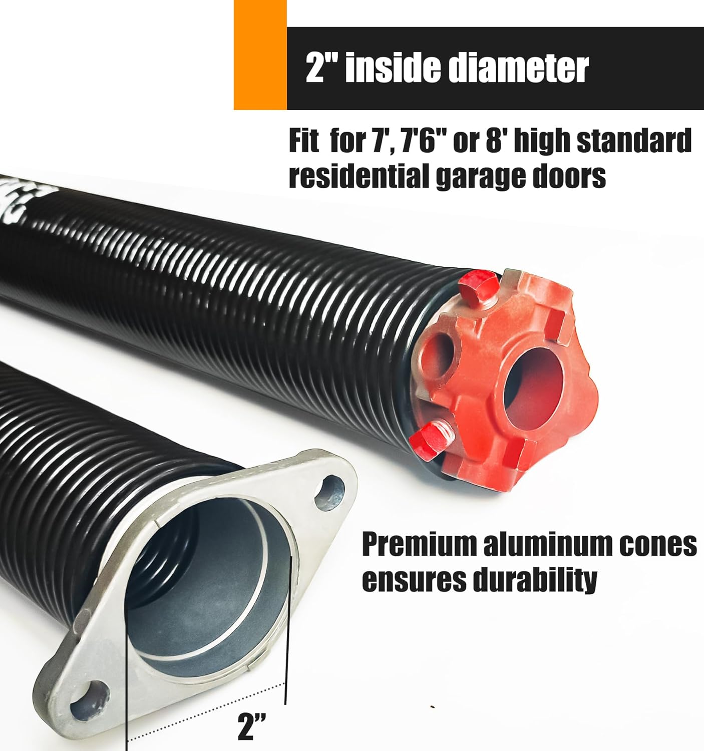 Garage Door Torsion Spring Set, Pair of 2" Electrophoresis Coated Garage Door Spring Replacement with 2 Non-Slip Winding Bars and Bearing, Minimum 16000 Cycles (.218x2x28")