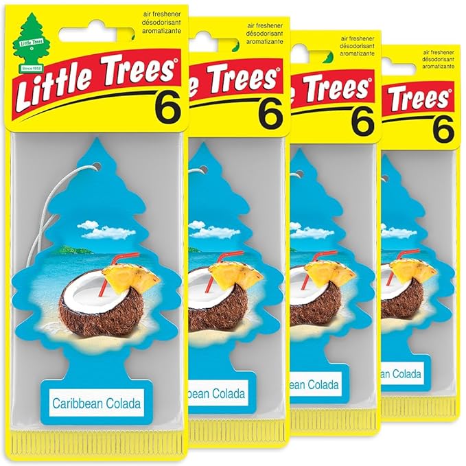 LITTLE TREES Car Air Freshener | Hanging Tree Provides Long Lasting Scent for Auto and Home | Caribbean Colada, 24 Air Fresheners
