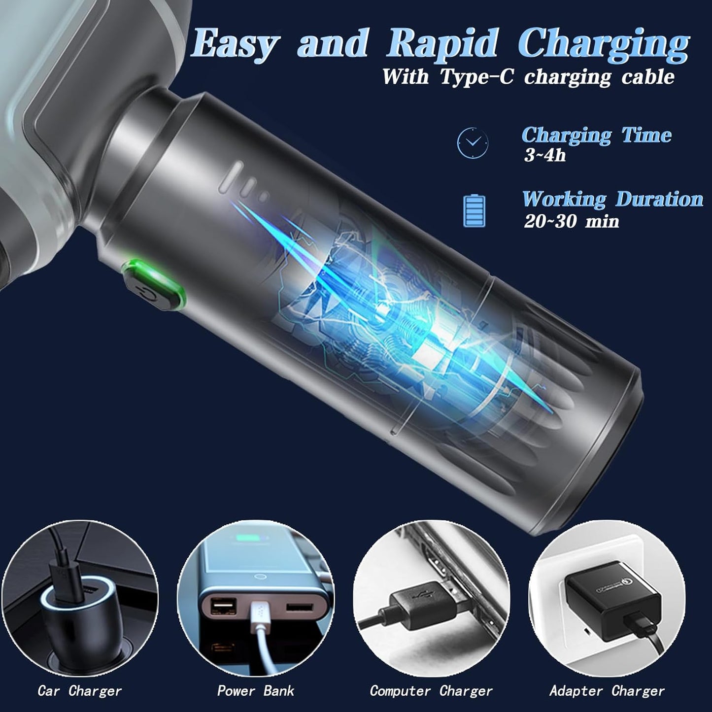 Car Vacuum Portable Cordless, 16000PA Powerful Car Vacuum Cleaner, 7 in 1 Mini Vacuum Handheld Rechargeable, Air Duster, Dual Filter for Cars, Home, Office, Pet