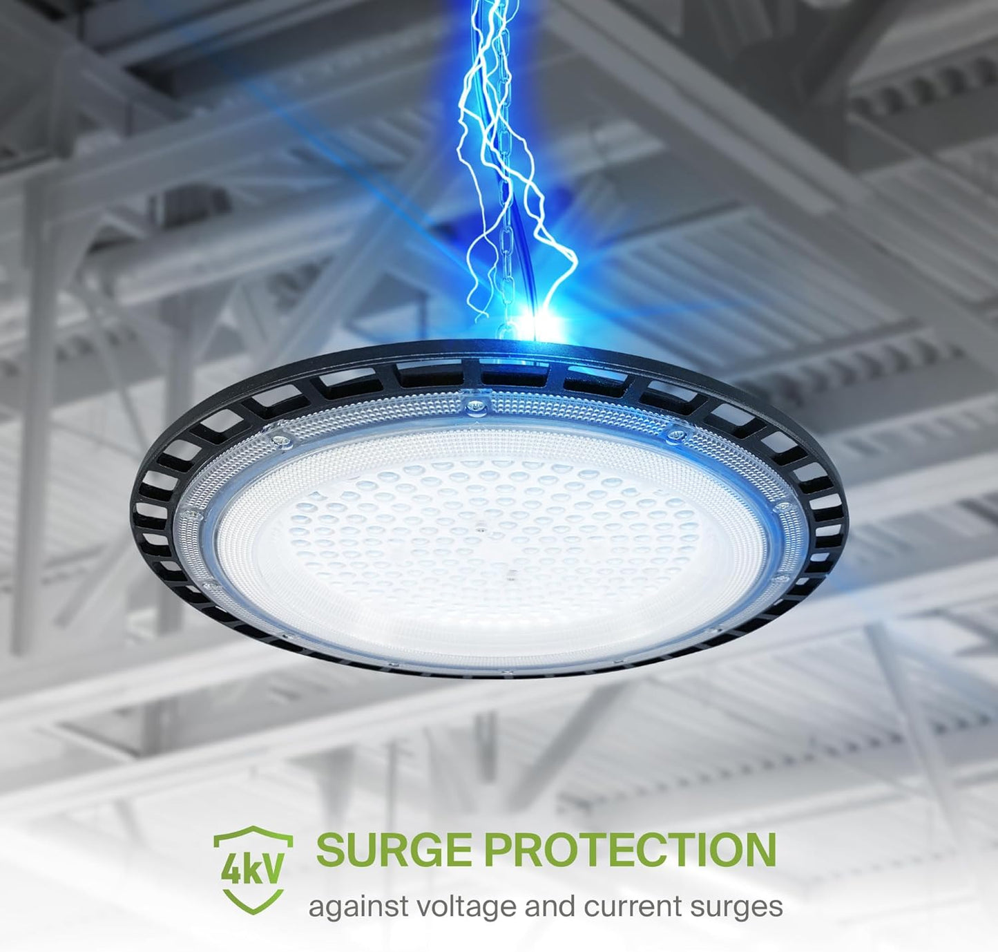 ASD LED High Bay UFO Light Fixture, Commercial Shop Lighting | Plug & Play Cable, IP65 Waterproof, ETL Listed | 150W 18000LM 5000K 100-277V | Warehouse, Garage, Workshop, Barn Lamp | Black, 6 Pack