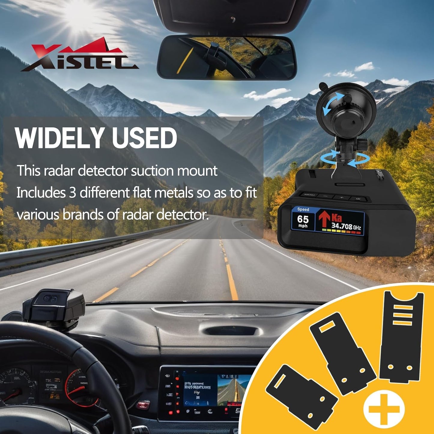Xislet Radar Detector Mount for Car Truck Vehicle Sedan Windshield Super Suction Dash Cup Mount Compatible with Cobra RAD 380 450 480i Escort Passport 9500/R1 R2 R3 R4 R7 DFR5 DDR7