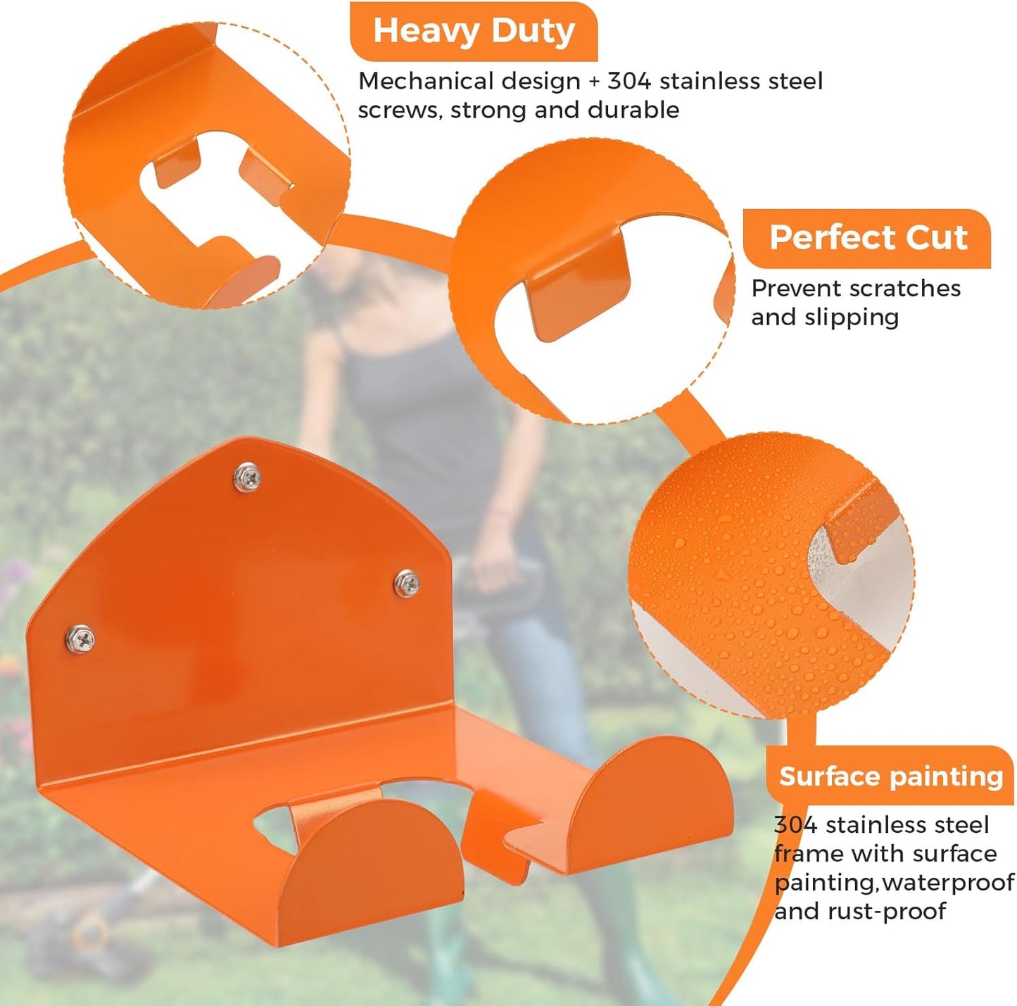 Weedeater Rack, 1 Pack Weed Eater Hanger, Weed Eater Rack for Wall, Heavy Duty Garden Tool Garage Organizer Trimmer Holder, Chainsaw Hanger Wall Mount(Black)