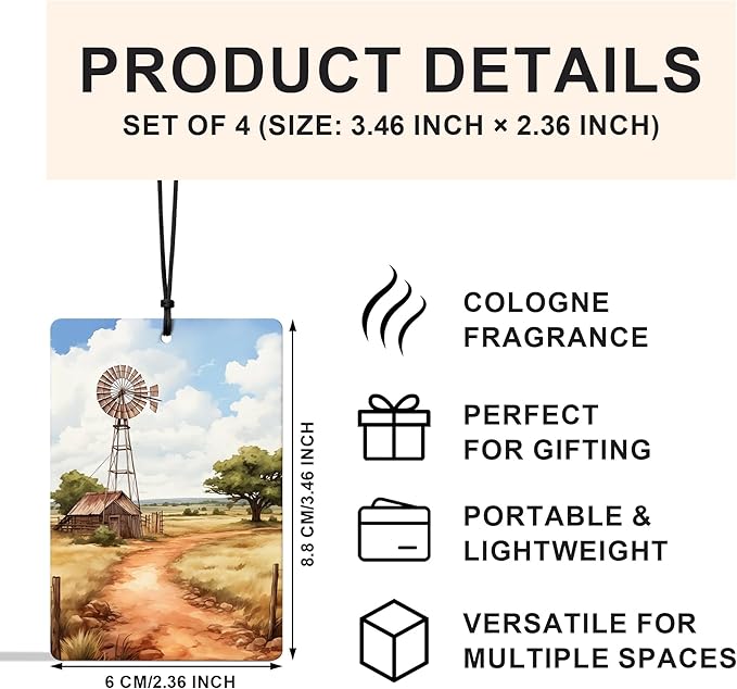 Farmhouse Country Farm Car Air Freshener 4 Pcs, Cottagecore Flower Hanging Air Freshener for Cars Closet Drawer Books, Cottagecore Flower Car Accessories Mirror Decor for Women