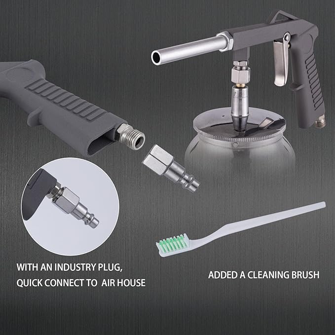 Air Undercoating Spray Gun with Suction Feed Cup - Apply Sprayable Truck Bed Liner Coating, Rubberized Undercoat, Rust Proofing, Chip Guard Paint - Pneumatic Automotive Application Sprayer