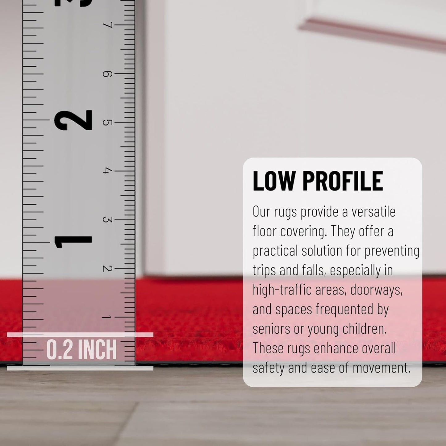 Ottomanson 3'11" x 5' Mud Mat Area Rug Scraper Carpet - Non-Slip, Dirt Trapping for Indoor & Outdoor Use - Ideal for Entryway, Garage, Kitchen, Patio & High-Traffic Areas, Red