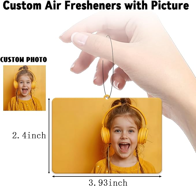 2pcs Personalized Air Freshener with Pictures, Personalized Car Air Freshener with Custom Photo, Custom Double Sided Photo for Car Wardrobe Bathroom Hanging Ornaments (Horizontal)