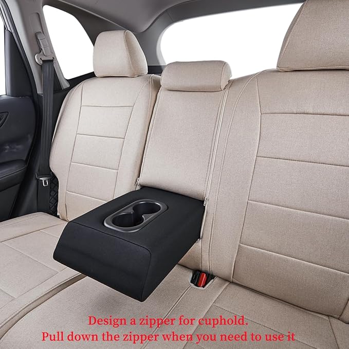 coverdream Custom Seat Covers Compatible with Select Toyota Highlander 2014 2015 2016 2017 2018 2019,Three Row,Second Row Captain Chair (Beige,Full Set)