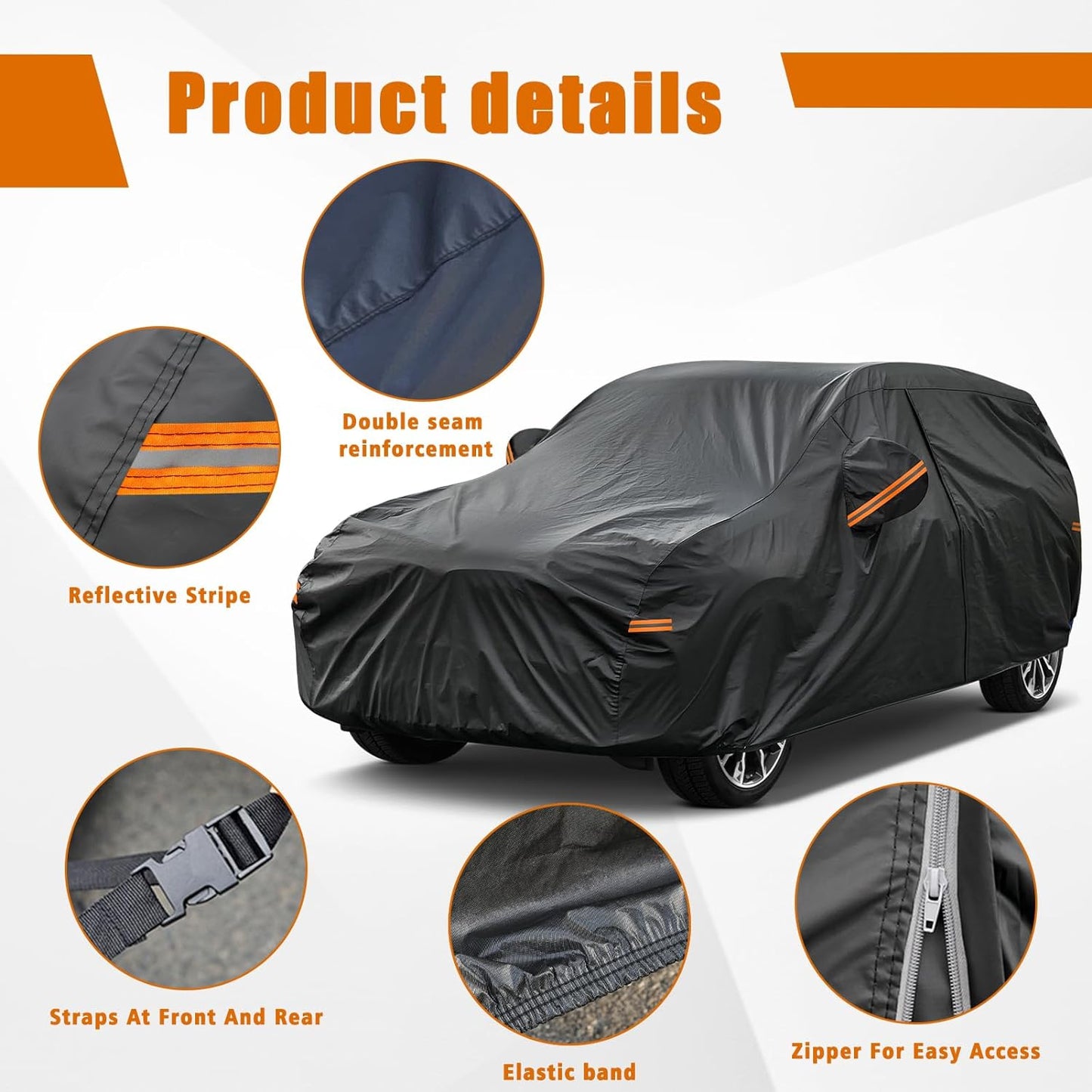Kayme 7 Layers SUV Car Cover Custom Fit for Mitsubishi Outlander (2005-2025) Waterproof All Weather for Automobiles, Outdoor Full Cover Rain Sun UV Protection.
