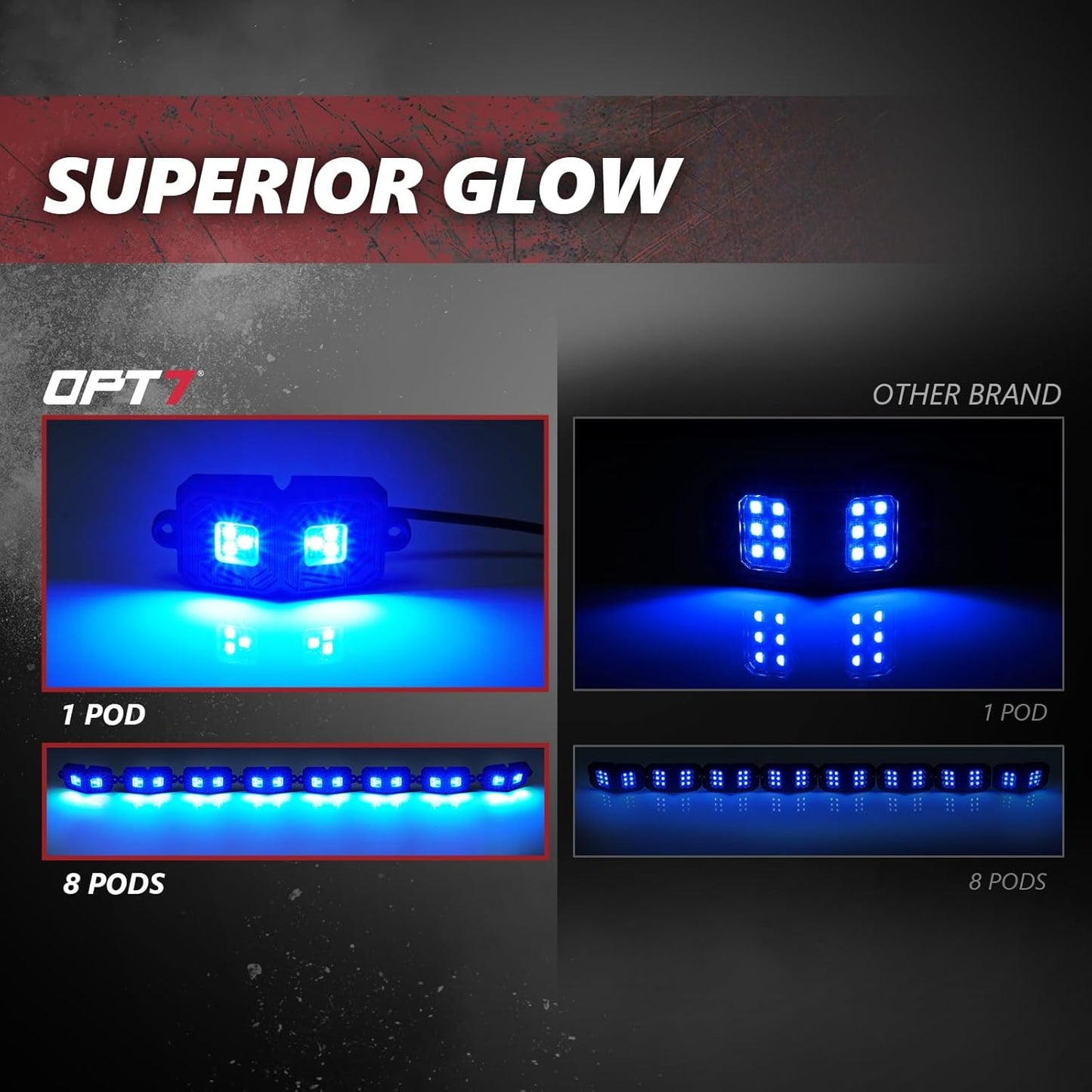 OPT7 Photon RGB LED Magnet Rock Lights with APP & Remote Control, 8 Black Pods Wide Angle Multicolor Neon Underglow Lighting Kit with Extension Wire, IP68 Waterproof for Offroad Truck Jeep RZR ATV UTV