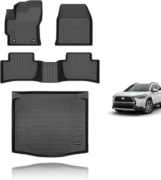 KELCSEECS Floor Mats & Cargo Liner for 2025 2024 2023 2022 Corolla Cross AWD(Not Fit Hybrid) All Weather Floor Liners Car Mats Cargo Mat Trunk Mat Corolla Cross AWD Floor Mats Trunk Liner Accessories