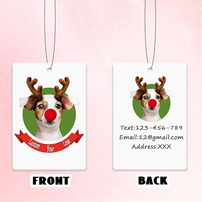2pcs Personalized Air Freshener with Pictures, Personalized Car Air Freshener with Custom Photo, Custom Double Sided Photo for Car Wardrobe Bathroom Hanging Ornaments (Rectangle)