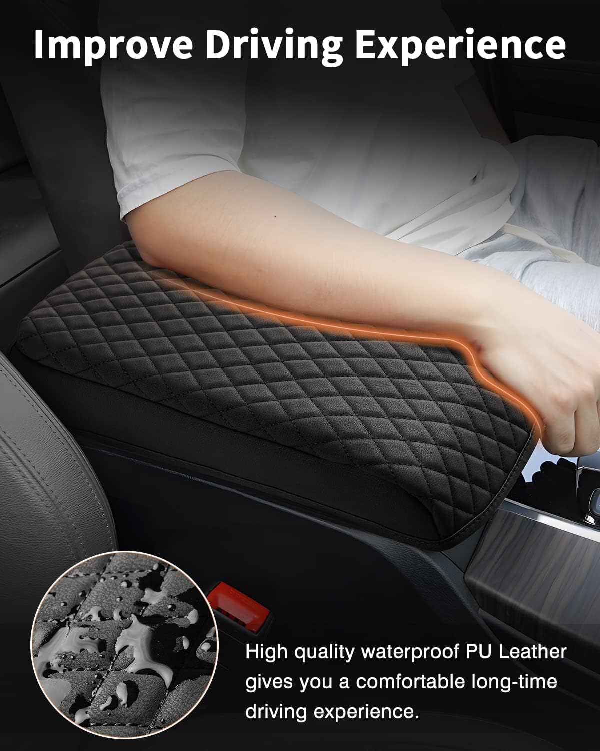 Shademax BMW X3 Center Console Cover, Armrest Cover Cushion Pad for BMW X3 Accessories 2024 2023-2018, PU Leather Armrest Seat Box Protector BMW X3 Middle Console Cover Anti-Scratch Black