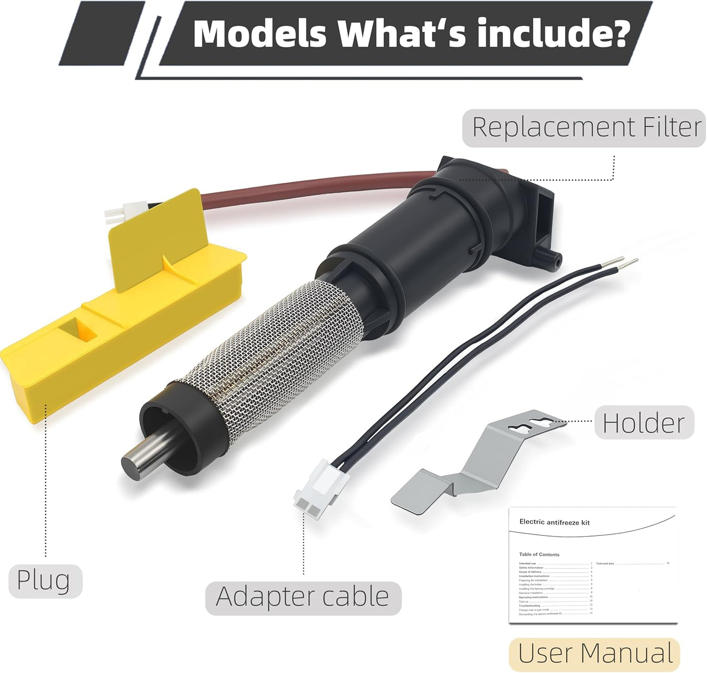 Electric Antifreeze Kit Compatible with Truma AquaGo, Replacement Electric Antifreeze Kit for Truma AquaGo Water Heater Frost-Free Protection Down to -20°C/-4°F | 12V DC Operation