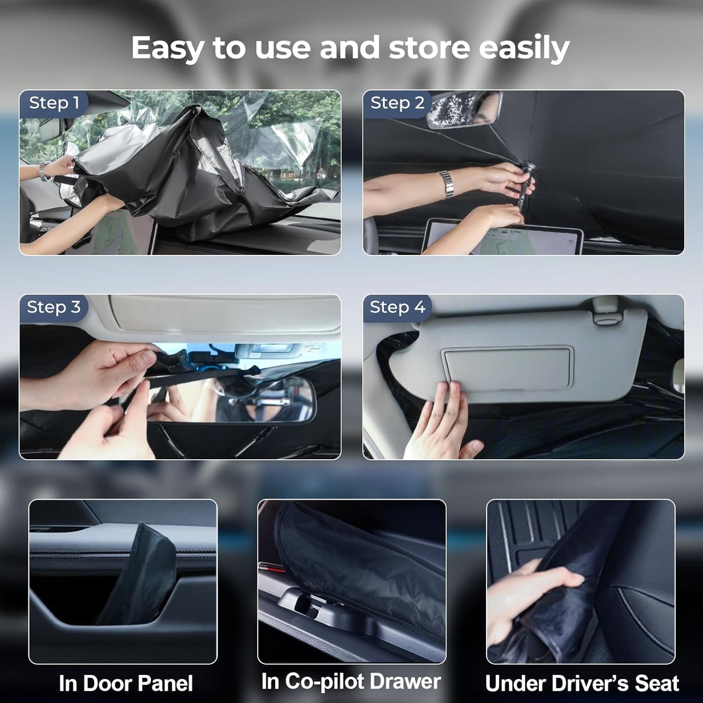 Windshield Sun Shade Umbrella for 2022-2025 Acura MDX Accessories: Custom Fit 210T Silver, Foldable Sunshade Front Window Sun Visor, Blocks UV Rays Keeps Car Cool for Base, Technology, A-Spec, Advance