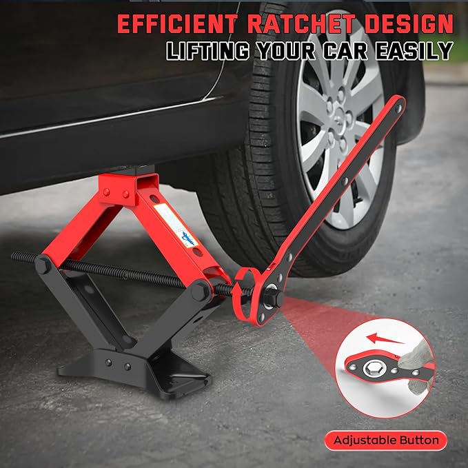 Portable Car Jack 3 Ton, Heavy Duty Scissor Jack for Car, Spair Tire Changing kit with Ratchet Wrench, Tire Jack Tool for Car SUV MPV