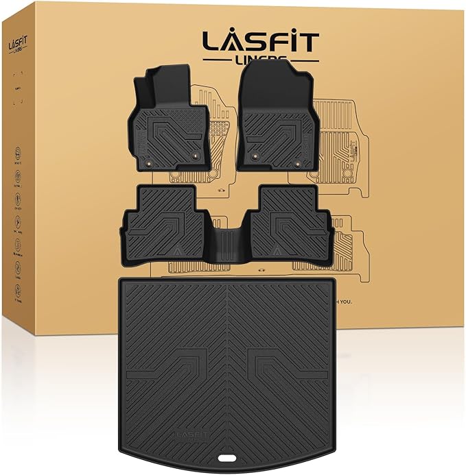 LASFIT Floor Mats & Cargo Mat Fit for Mazda CX5 2013-2016, Custom Fit TPE All Weather 2016 2015 2014 2013 Floor Liners & Trunk mat Full Set Car Mats for Mazda CX-5 Accessories, Black