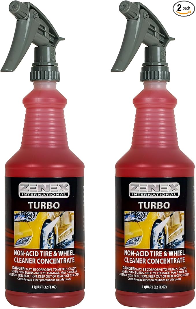 Zenex Turbo Wheel Cleaner - Professional-grade Wheel & Tire Detailer | Removes Grease, Brake Dust, & Road Grime | Chrome, Stainless Steel, Painted, & Rubber Surfaces | Non-Acidic | 32 oz (2 Pack)