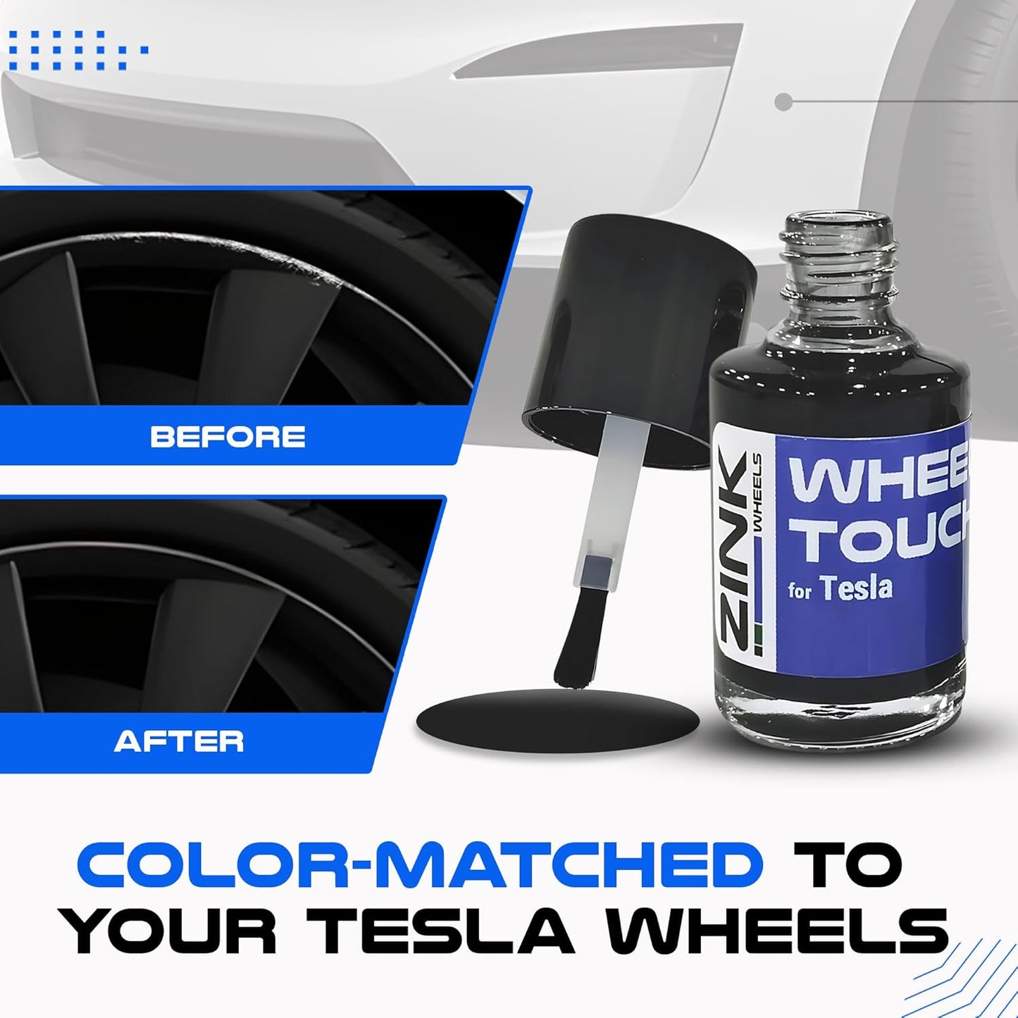 Premium Tesla Wheel Curb Rash Repair Kit for Model 3 20-inch Grey Stiletto/Sport Rims - DIY Kit with Color-matched Touch Up Paint - Made in USA