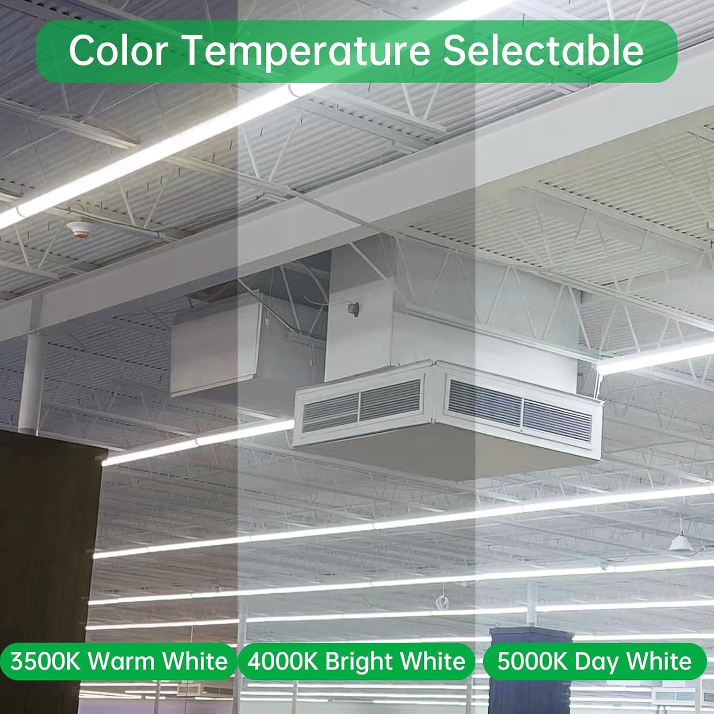 8FT LED Linear Strip Light Fixture, 8 Foot LED Shop Lights 64/75/90W 35/40/5000K CCT Selectable,Surface Mount and Hanging Ceiling Lighting Fixture for Garage, Warehouse, Workshop, Supermarket (4)