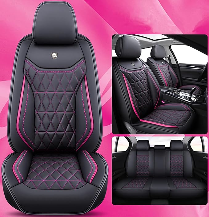 Leather Car Seat Covers,Waterproof Seat Covers 5-Seater Full Set with Airbag Compatible,Universal Automotive seat Covers for Cars,SUV,Trucks,Pickup