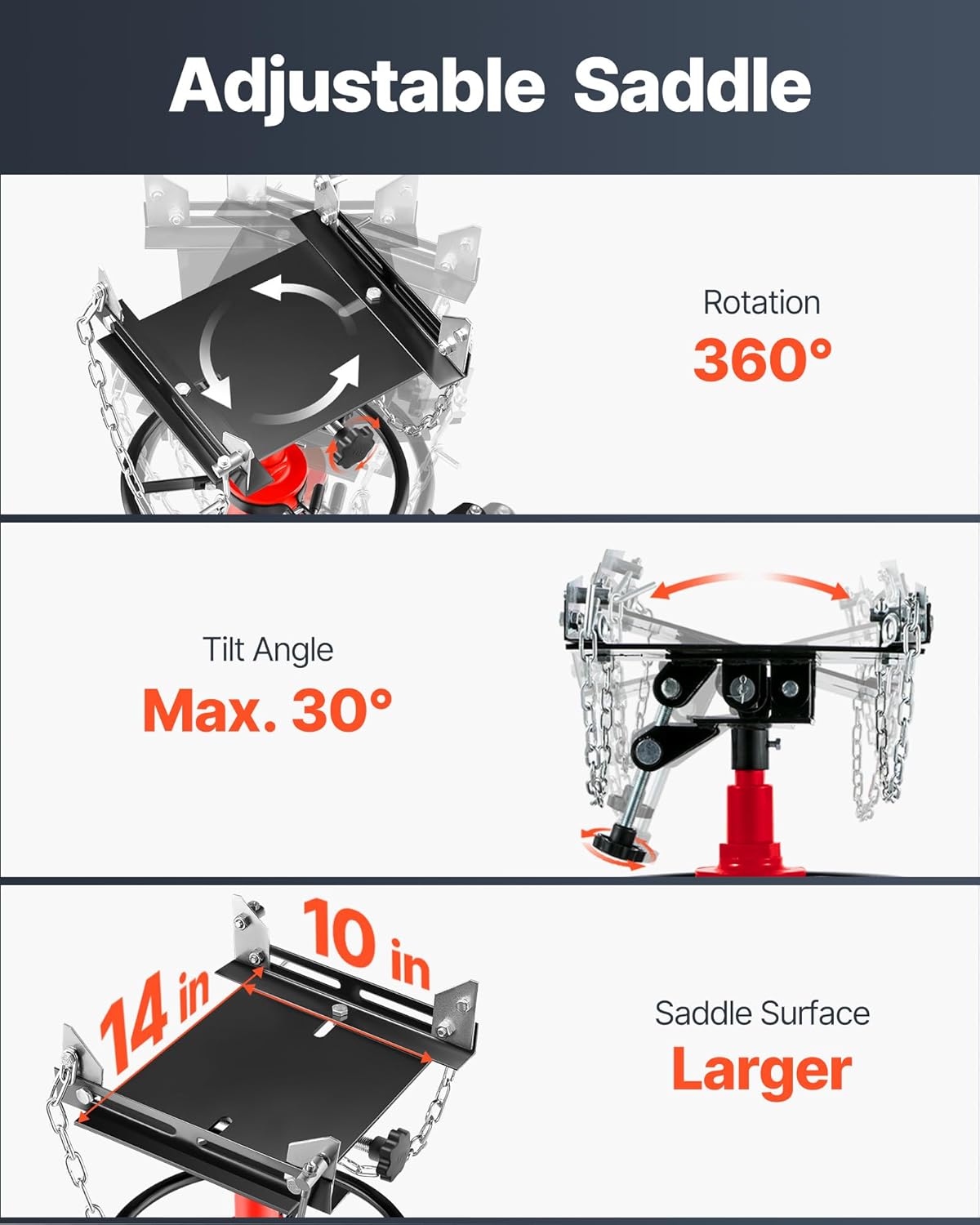 VEVOR Transmission Jack,0.75 Ton/1660 lbs Capacity Hydraulic Telescopic Transmission Jack, 2-Stage Floor Jack Stand with Foot Pedal, 360° Swivel Wheel, Garage/Shop Lift Hoist, Red