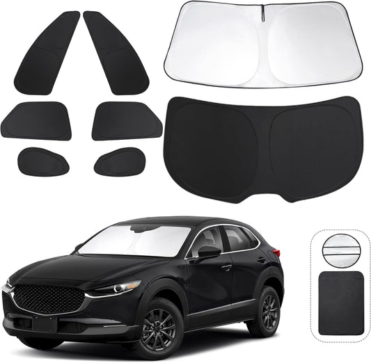 TINGLU 8PCS Window Shades for Mazda CX-30 2019-2024 2025 Accessories Car Side Full Windows Rear Triangular Windshield Sun Shade Sun UV Rays & Privacy Protection for Camping,Napping,and Relaxing