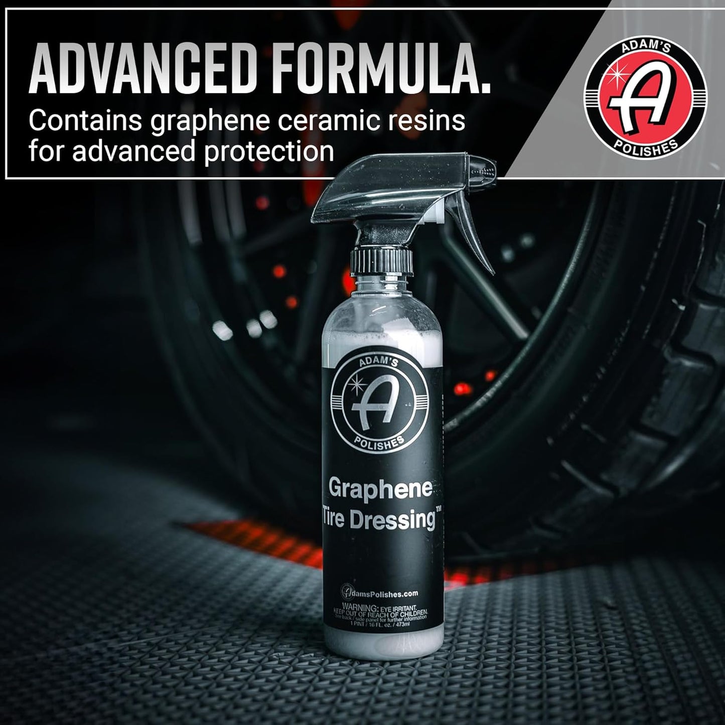 Adam's Polishes Graphene Tire Dressing - Deep Black Finish W/Graphene Non Greasy Car Detailing | Use W/Tire Applicator After Tire Cleaner & Wheel Cleaner | Ceramic Coating Like Tire Protection (16oz)