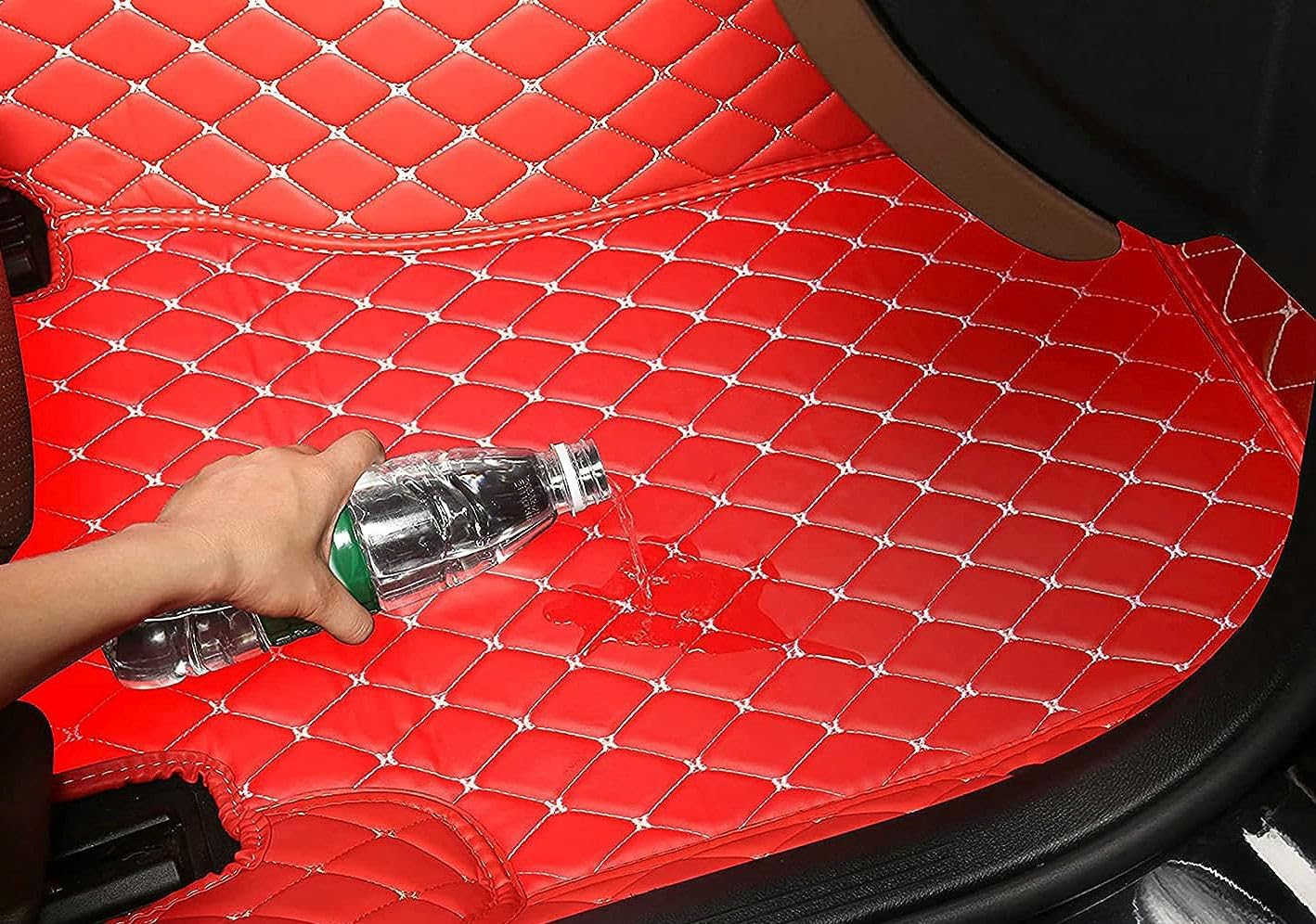 Custom Artificial Leather Waterproof All-Weather Car Floor Mats Fit for 99% Sedan SUV Sports Car Vehicle Car Mat (Black Yellow bar)