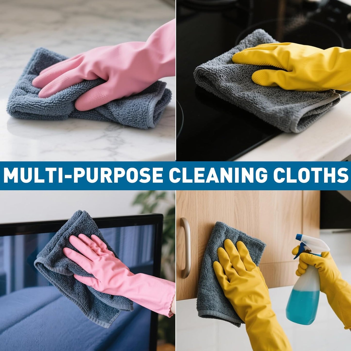 Microfiber Cleaning Cloths Bulk Pack-50 Pack, Microfiber Towels Bulk, Towels for Cars, Cleaning Rags Gray (12x12 inches)