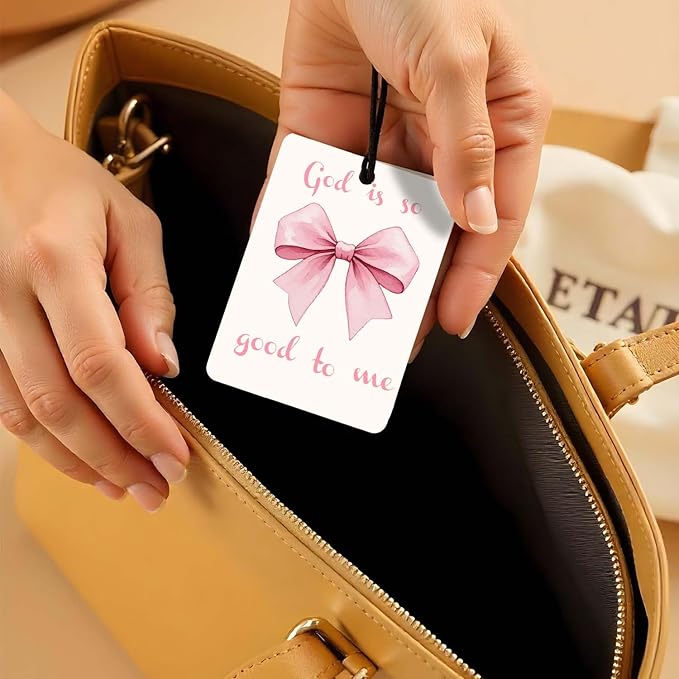 Christian air freshener for car 4Pcs, bow and jesus Hanging Scents for Car Lovers, Bible Quote Gift Air Freshener Hanging in Car Wardrobe Drawer or Book.